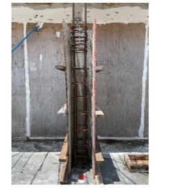 Typical column construction at the 6th floor balcony