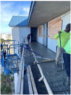 : In-progress of casting the 6th floor walkway slab