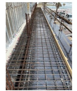 Completed steel and formwork installation for the 2nd floor balcony slab