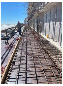 Steel installation for the 4th floor balcony slab