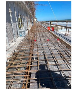 Steel installation for the 4th floor balcony slab