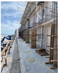 Columns formed on the 4th floor balconies