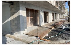 Completed CMU installation (concrete Masonary Units) (concrete block)