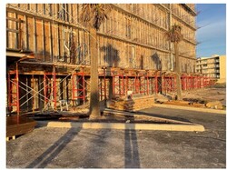 Completed shoring/bracing on the balcony side of the building