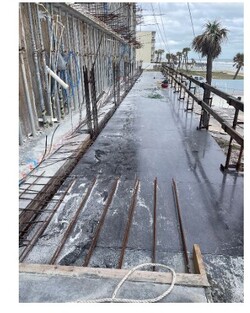 Decking installed for the 2nd floor balcony slab construction