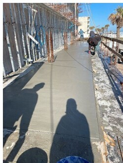 Completed concrete placement for the first truck