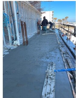 In-progress concrete placement for the second truck
