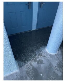 Typical ponding in front of Unit entry doors